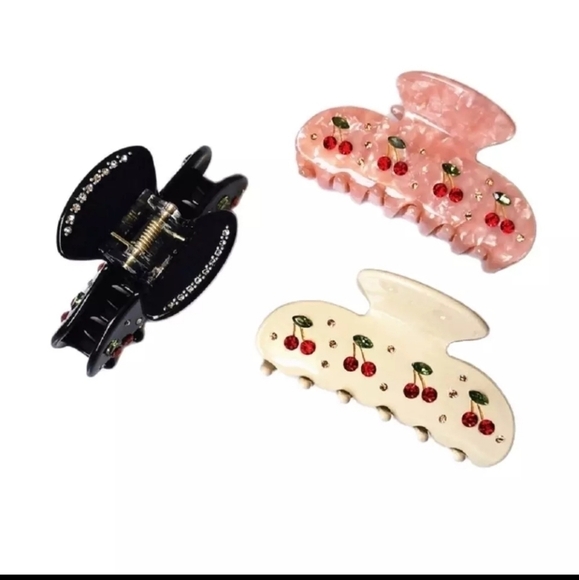 NEW Ivory Cream Cherry Hair Claw Clip - Picture 4 of 10